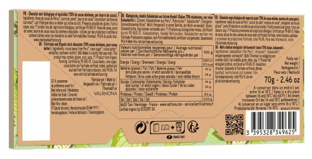 Zartbitter-Schokoladentafel mit 70% Kakao 70 g / DE-ÖKO-006