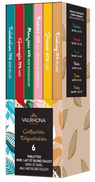 Geschenkbox 'Collection Grands Crus Dégustation' mit 6 Schokoladentafel à 70 g - Valrhona