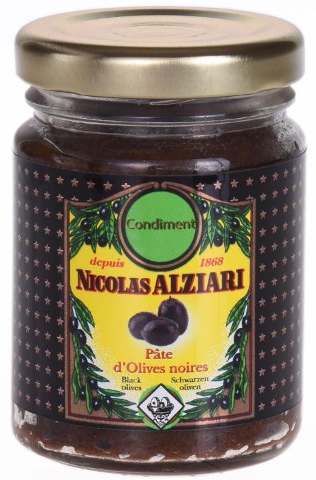 Paste aus schwarzen Oliven ohne Sardellen (Pâte d'olives Noire) 80 g - Nicolas Alziari
