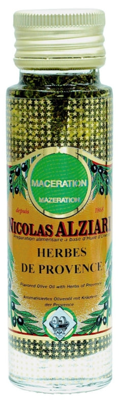 Olivenöl mit Kräutern der Provence (Mazeration) im Glasflakon 100 ml - Nicolas Alziari