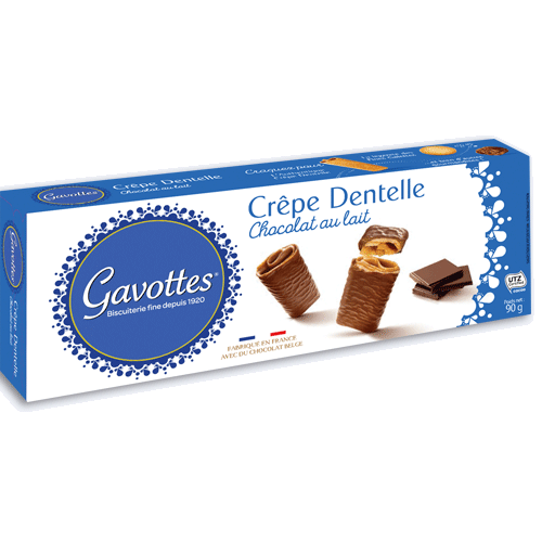 Waffelröllchen (Crêpe Dentelle) mit Vollmilchschokolade 90 g - Gavottes