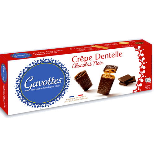 Waffelröllchen (Crêpe Dentelle) mit Zartbitterschokolade 90 g - Gavottes