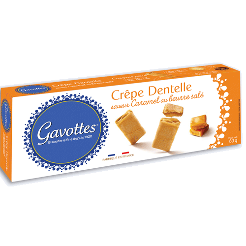 Waffelröllchen (Crêpe Dentelle) mit Karamell und gesalzener Butter 60 g - Gavottes