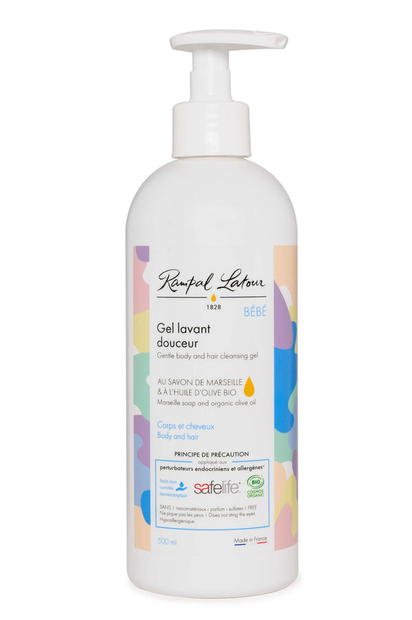 Sanft reinigendes Bio-Duschgel für Babies (ohne Parfum) 500 ml - Rampal Latour