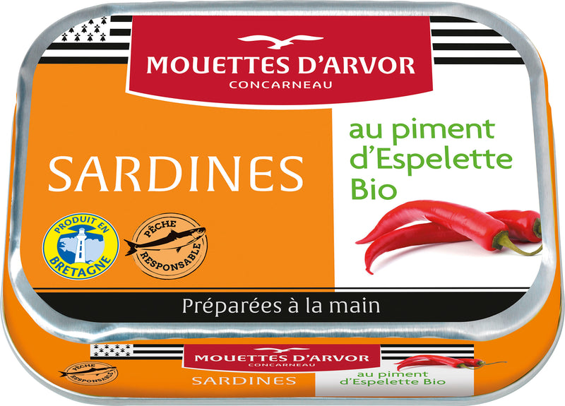 Sardinen mit Piment d’Espelette 115 g Dosenkonserve - Les Mouettes d'Arvor