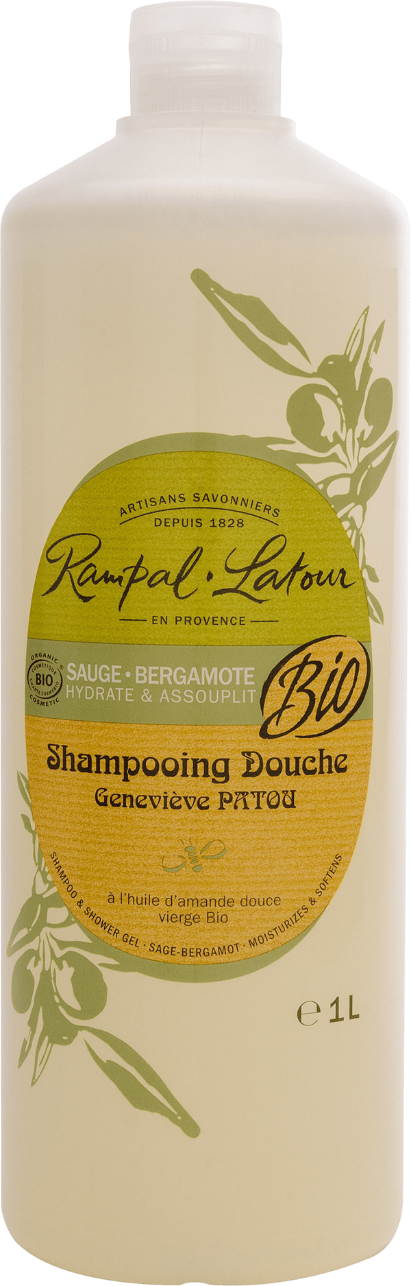 Bio Dusch-Shampoo Salbei-Bergamotte 1 Liter - Rampal Latour