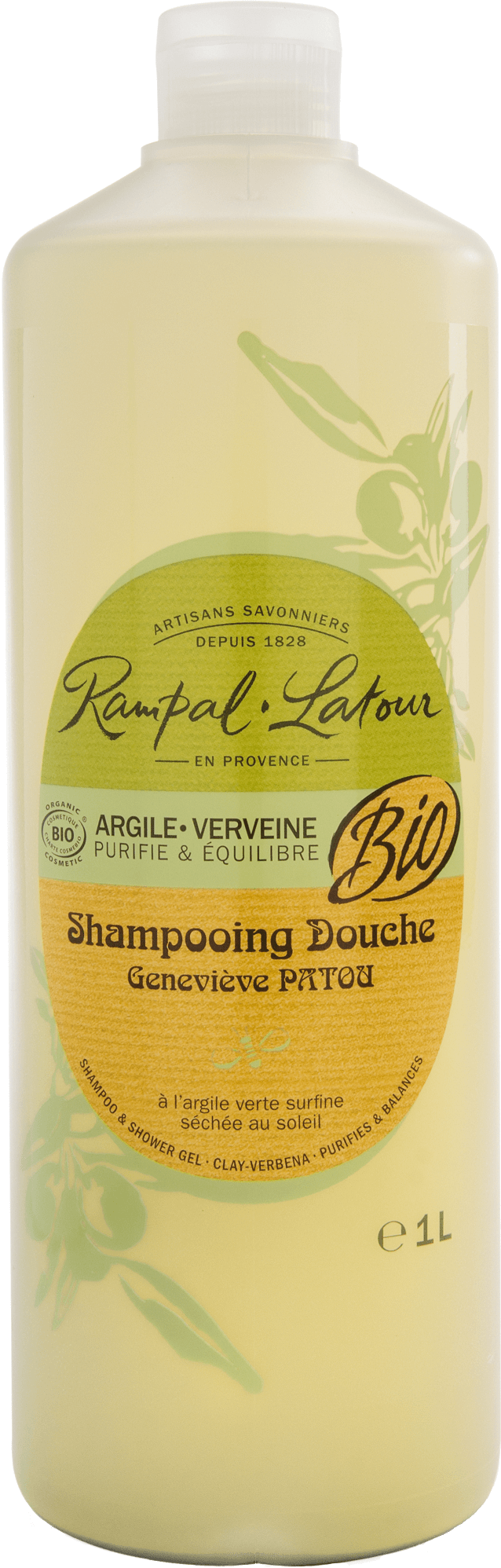 Bio Dusch-Shampoo Tonerde-Eisenkraut 1 Liter - Rampal Latour