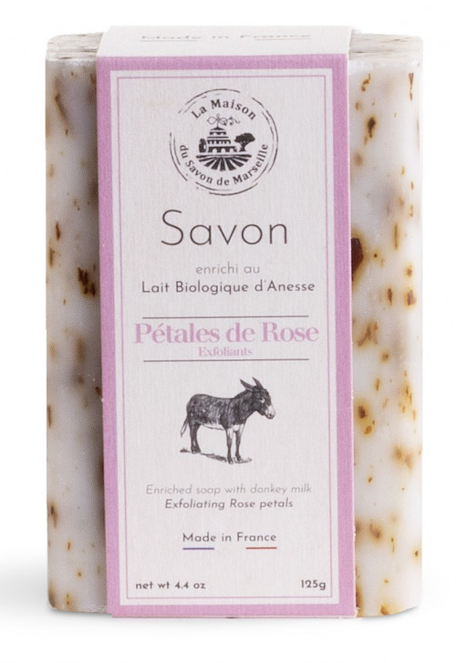 Eselsmilchseife Rose mit Rosenblüten 125 g - La Maison du Savon de Marseille