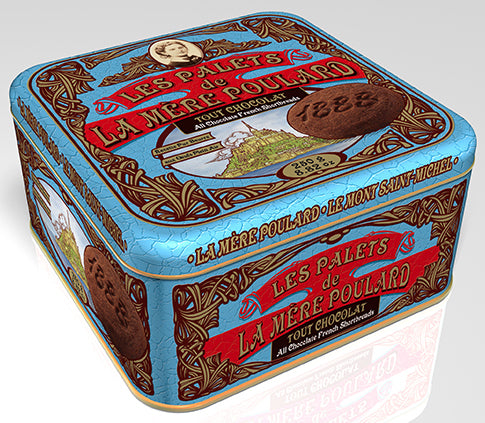 Dickes Buttersandgebäck mit Schokolade (Le Palets au Chocolat) in Geschenkdose 250 g - Biscuiterie La Mère Poulard