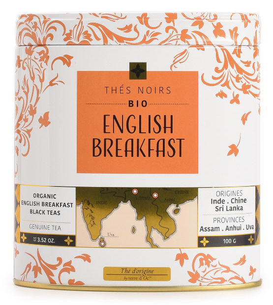 Schwarzer Bio Tee (English Breakfast) in dekorativer Metalldose 100 g - Terre d'Oc