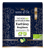 Bio Schwarzer Tee (Earl Grey) Bergamotte in dekorativer Metalldose 80 g - Terre d'Oc / DE-ÖKO-006